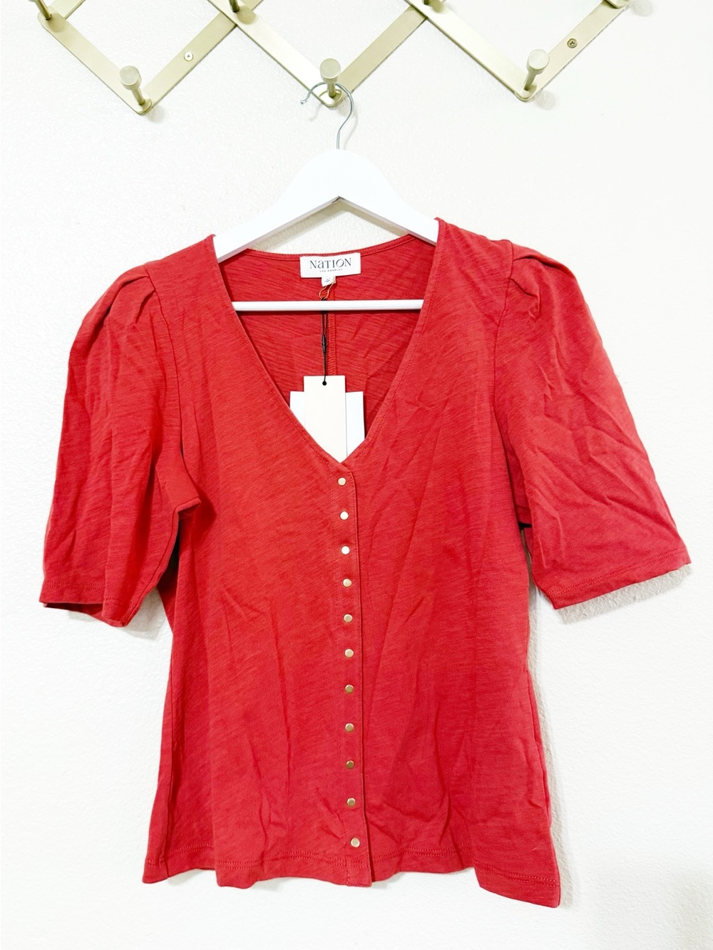 Anthropologie Nation Los Angeles 100% Cotton Jen Buttondown Top Size Medium NEW - Picture 5 of 8